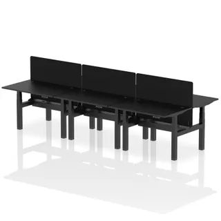 Air Back-to-Back Height Adjustable Bench Desk - 6 Person