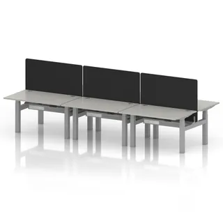 Air Back-to-Back Height Adjustable Bench Desk - 6 Person