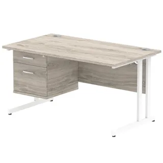 Impulse Cantilever Straight Desk With Single Fixed Pedestal