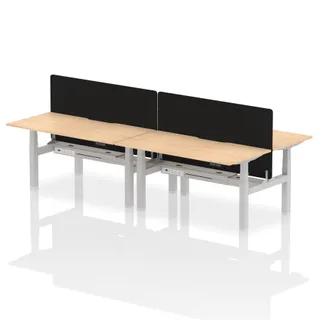 Air Back-to-Back Scalloped Edge Height Adjustable Bench Desk - 4 Person