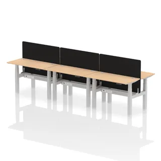 Air Back-to-Back Slimline Height Adjustable Bench Desk - 6 Person