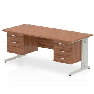 Impulse Cable Managed Straight Desk With Two Fixed Pedestal