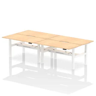 Air Back-to-Back Scalloped Edge Height Adjustable Bench Desk - 4 Person