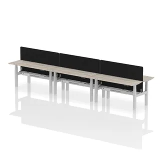 Air Back-to-Back Slimline Height Adjustable Bench Desk - 6 Person