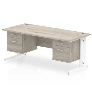 Impulse Cable Managed Straight Desk With Two Fixed Pedestal