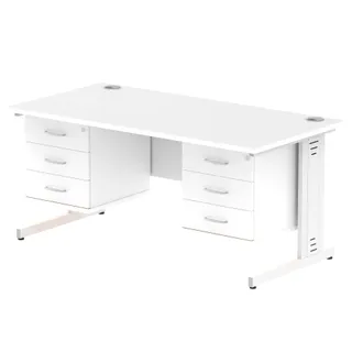 Impulse Cable Managed Straight Desk With Two Fixed Pedestal