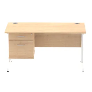 Impulse Cantilever Straight Desk With Single Fixed Pedestal