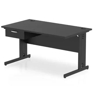 Impulse Cable Managed Straight Desk With Single One Drawer Fixed Pedestal