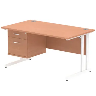 Impulse Cantilever Straight Desk With Single Fixed Pedestal