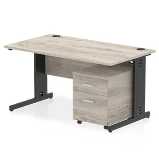 Impulse Cable Managed Straight Desk With Mobile Pedestal