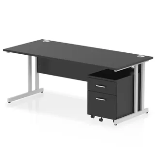 Impulse Cantilever Straight Desk With Mobile Pedestal