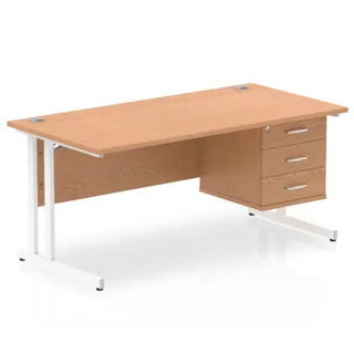 Impulse Cantilever Straight Desk With Single Fixed Pedestal