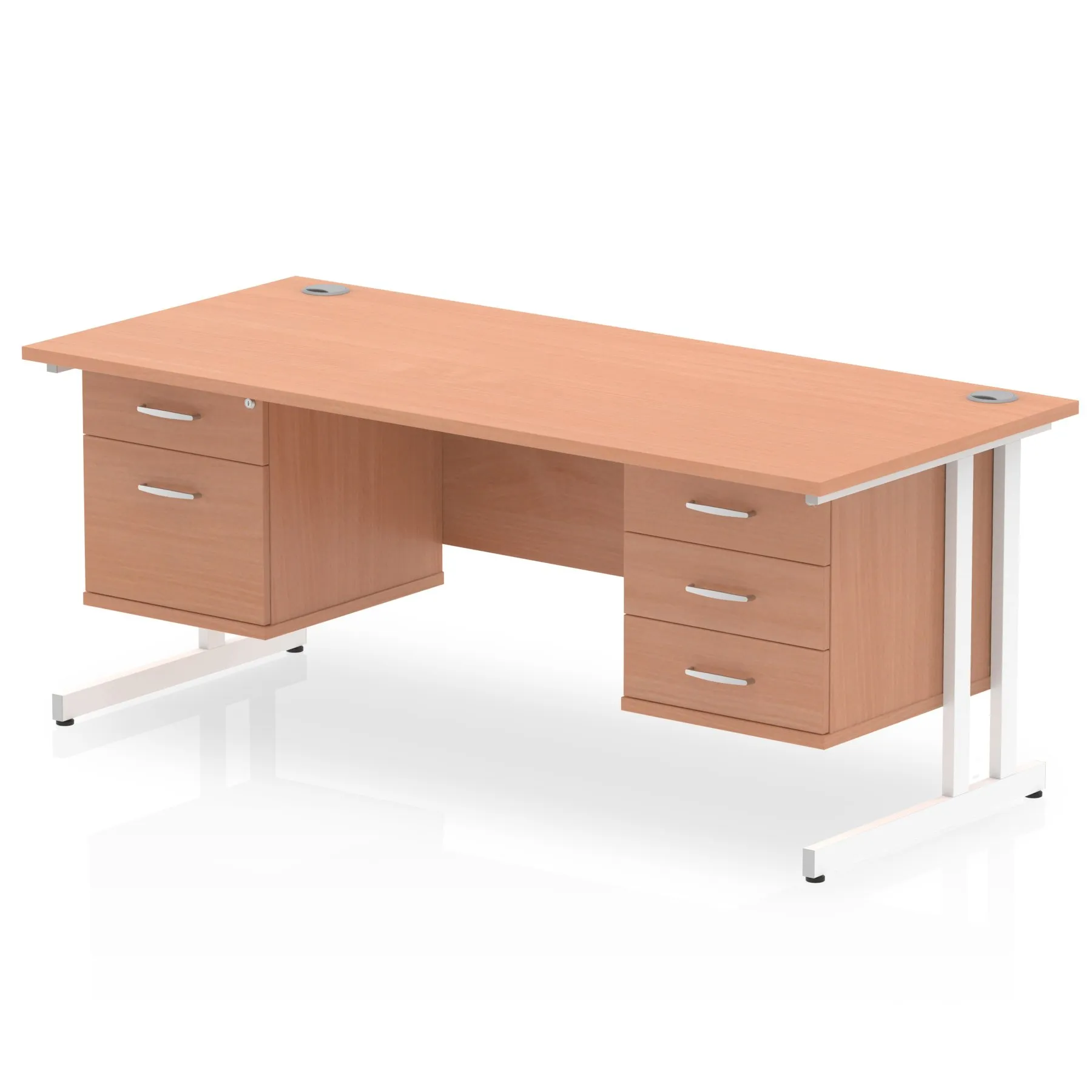 Impulse Cantilever Straight Desk With Two Fixed Pedestal