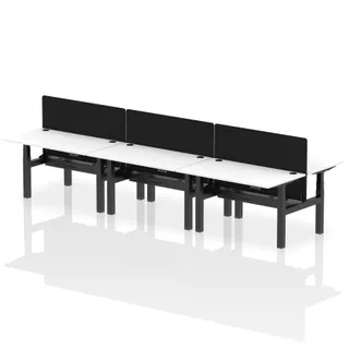 Air Back-to-Back Height Adjustable Bench Desk - 6 Person