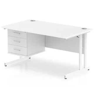 Impulse Cantilever Straight Desk With Single Fixed Pedestal