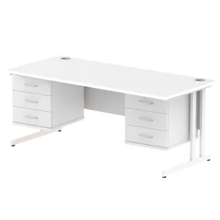 Impulse Cantilever Straight Desk With Two Fixed Pedestal