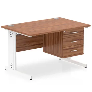 Impulse Cable Managed Straight Desk With Single Fixed Pedestal