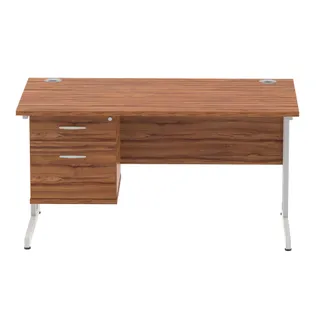 Impulse Cantilever Straight Desk With Single Fixed Pedestal