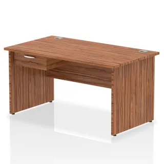 Impulse Panel End Straight Desk With Single One Drawer Fixed Pedestal