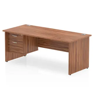 EE - Impulse Panel End Straight Desk With Single Fixed Pedestal
