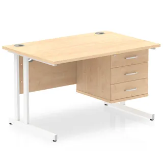 Impulse Cantilever Straight Desk With Single Fixed Pedestal