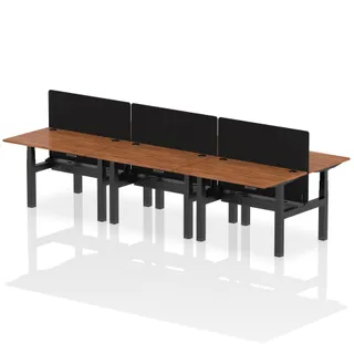 Air Back-to-Back Height Adjustable Bench Desk - 6 Person