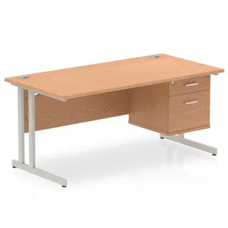 Impulse Cantilever Straight Desk With Single Fixed Pedestal