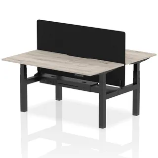 Air Back-to-Back Scalloped Edge Height Adjustable Bench Desk - 2 Person
