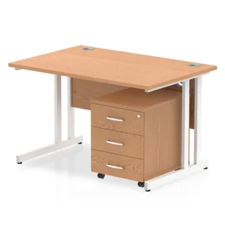 Impulse Cantilever Straight Desk With Mobile Pedestal