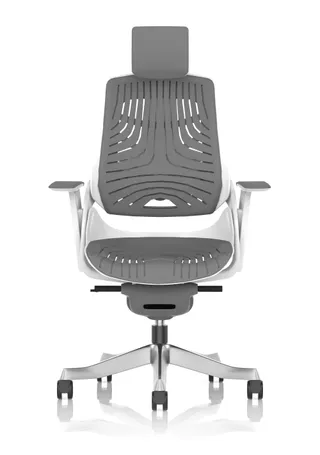 Zure High Back White Shell Elastomer Executive Office Chair with Arms