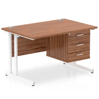 Impulse Cantilever Straight Desk With Single Fixed Pedestal