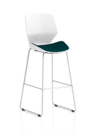 EE - Florence White Frame Fabric Seat High Stool Chair