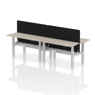 Air Back-to-Back Slimline Height Adjustable Bench Desk - 4 Person