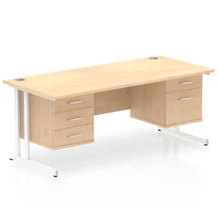Impulse Cantilever Straight Desk With Two Fixed Pedestal