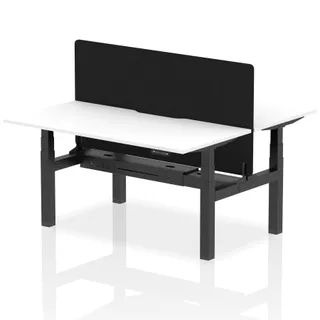 Air Back-to-Back Scalloped Edge Height Adjustable Bench Desk - 2 Person