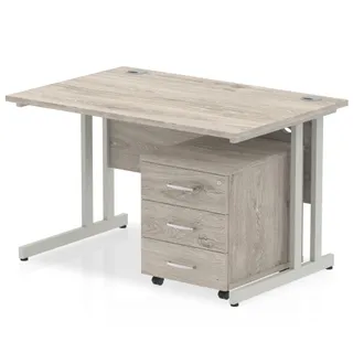 Impulse Cantilever Straight Desk With Mobile Pedestal