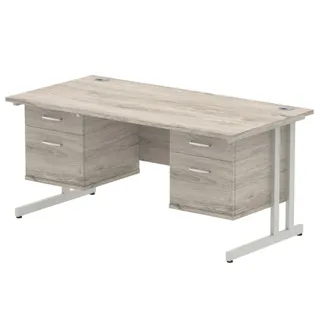 Impulse Cantilever Straight Desk With Two Fixed Pedestal