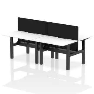 Air Back-to-Back Scalloped Edge Height Adjustable Bench Desk - 4 Person