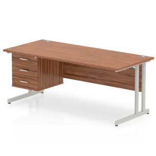 Impulse Cantilever Straight Desk With Single Fixed Pedestal