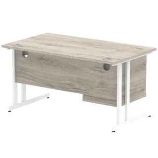 Impulse Cantilever Straight Desk With Single Fixed Pedestal