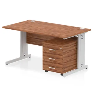 Impulse Cable Managed Straight Desk With Mobile Pedestal