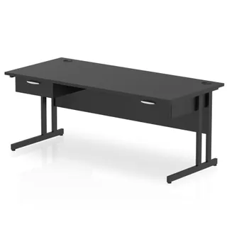 Impulse Cantilever Straight Desk With Two One Drawer Fixed Pedestals
