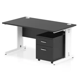 Impulse Cable Managed Straight Desk With Mobile Pedestal