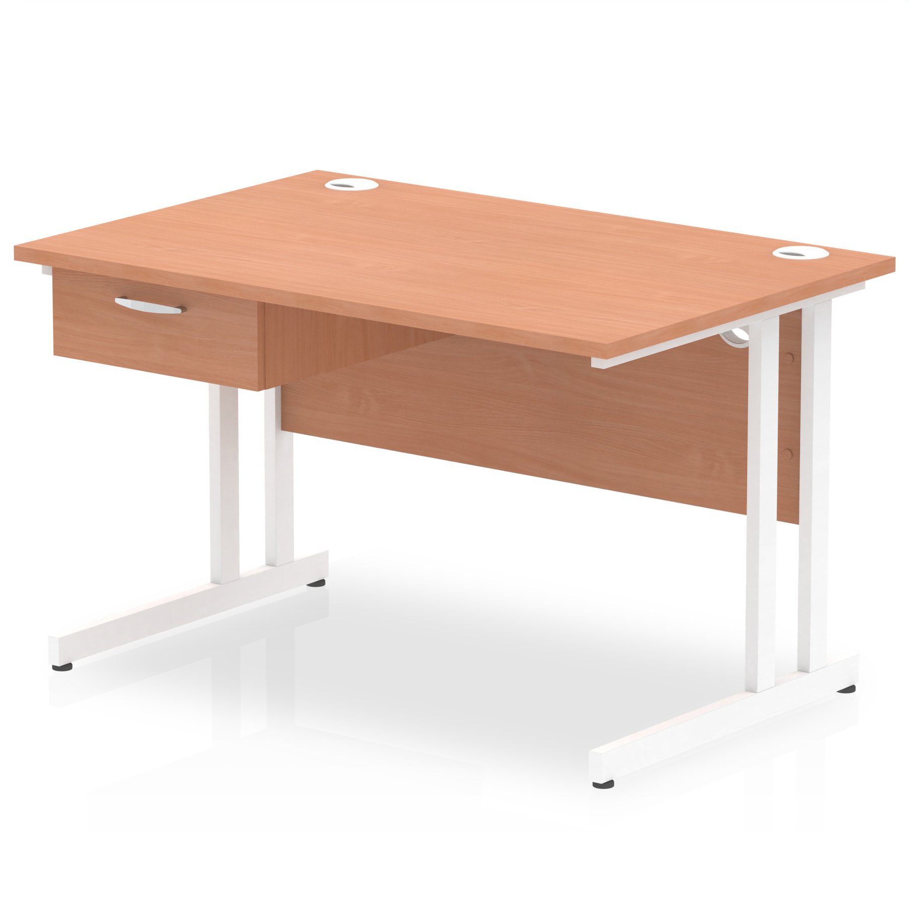 Impulse Cantilever Straight Desk With Single One Drawer Fixed Pedestal