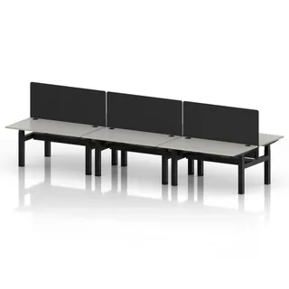 Air Back-to-Back Height Adjustable Bench Desk - 6 Person