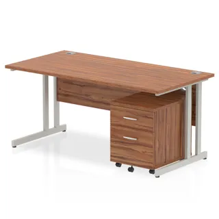 Impulse Cantilever Straight Desk With Mobile Pedestal