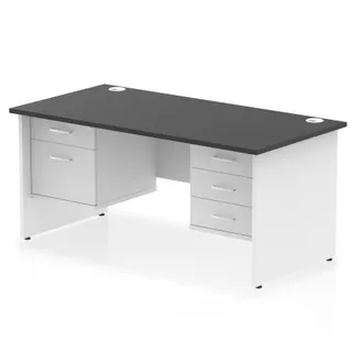 Impulse Panel End Straight Desk With Two Fixed Pedestal