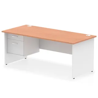 Impulse Panel End Straight Desk With Single Fixed Pedestal