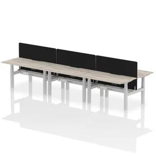 Air Back-to-Back Scalloped Edge Height Adjustable Bench Desk - 6 Person