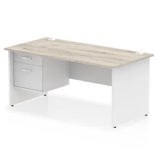 Impulse Panel End Straight Desk With Single Fixed Pedestal